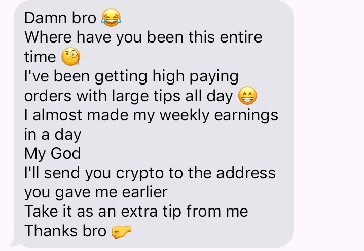 Client review showing appreciation for Gigershub support